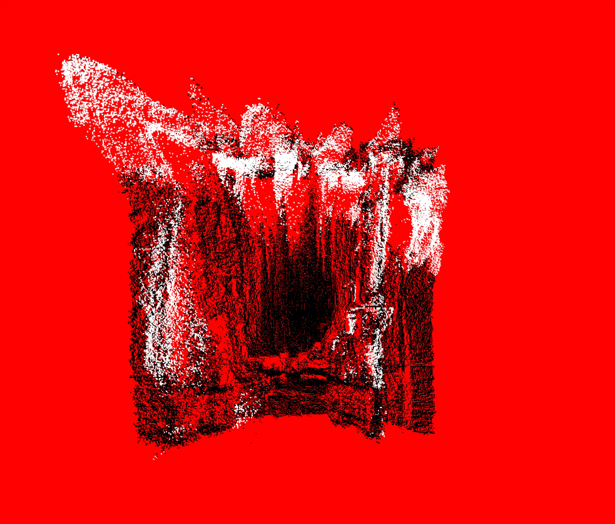 Another moment of the particle island, particles spreading upwards